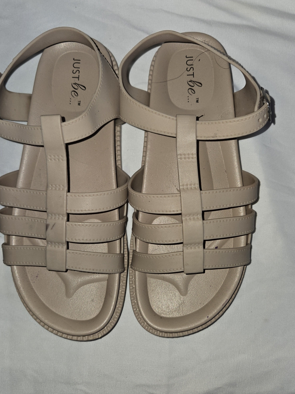 Just Be Neutral Beige Multi-Strap Women's Sandals SZ 8